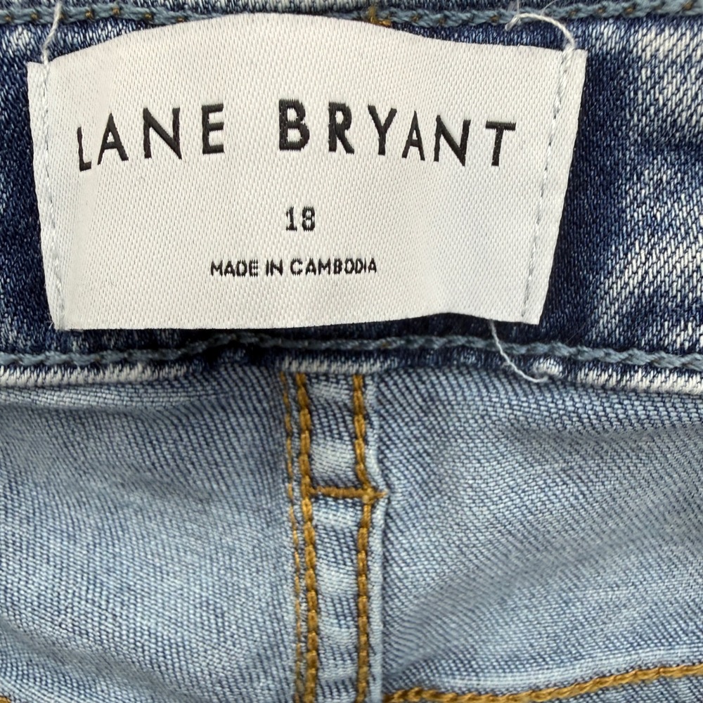 Lane Bryant Straight Leg Jeans Womens 18 Blue Acid Wash‎ Stretch Denim Pants - Picture 3 of 7